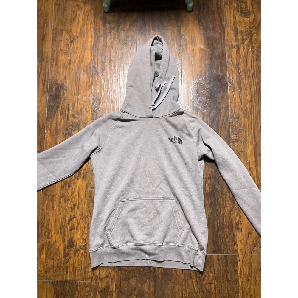 The North Face Womens Pink Box Logo Hoodie Gray Fleece Pullover Small - Picture 2 of 4